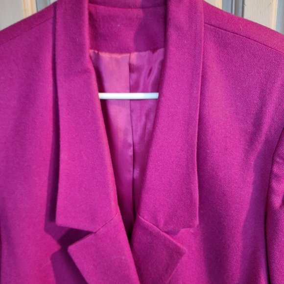 Vintage Wool Blazer Magenta Sz12 Lined Dbl Button Closure Pockets Never Worn - Picture 4 of 10